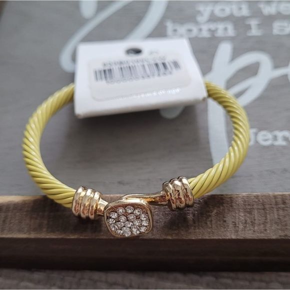 Wire cuff bracelet pearl wire quality with Rhinest - Picture 2 of 3